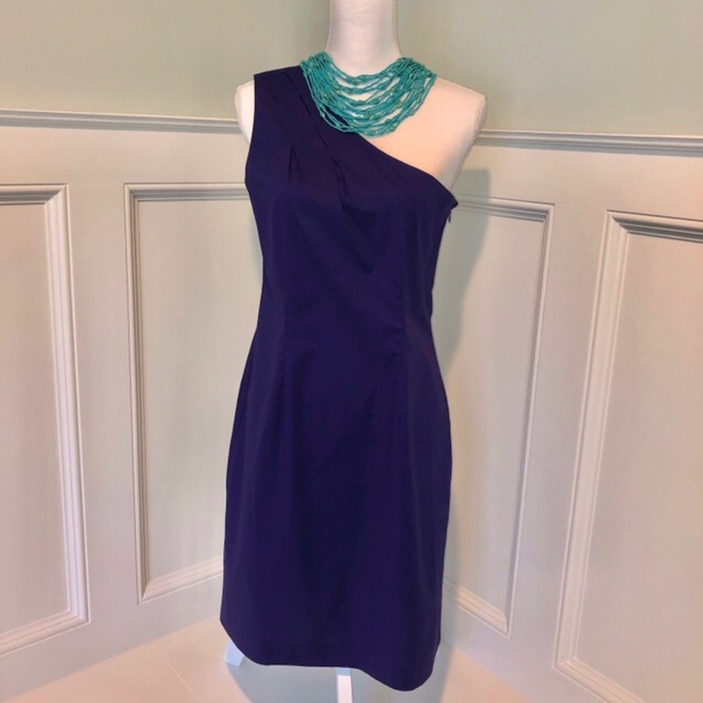 😍 Gap Deep Purple One Shoulder Dress 2